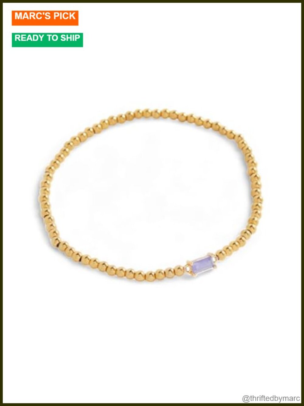 Gold Plated Stretch Birthstone Bracelet CZ Charm
